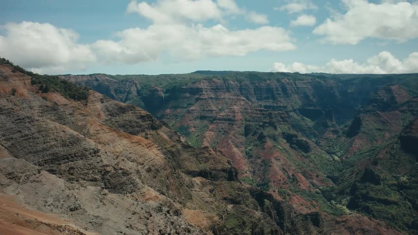 Aerial of a canyon mountain range during a sunny day