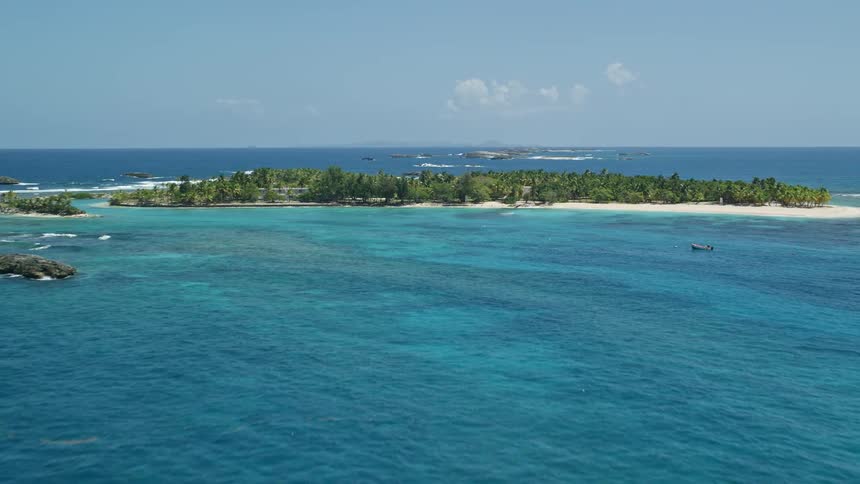 Aerial view of blue ocean and islands
