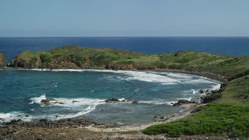 Aerial view of a deserted tropical bay