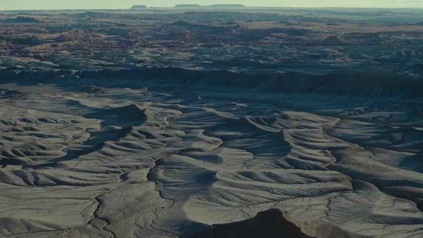 Panorama of a geological terrain with valleys on the horizon