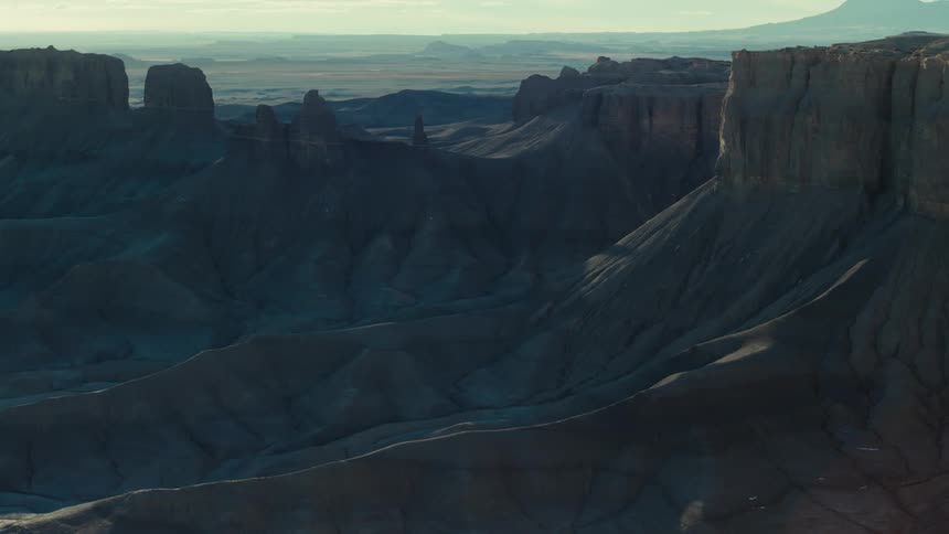 Aerial panorama of a rocky valley