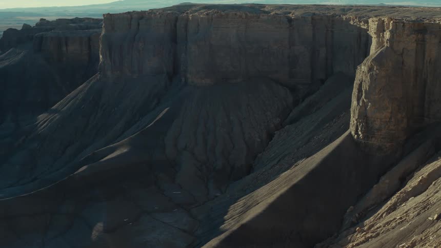 Aerial of a gorge in a valley during the day