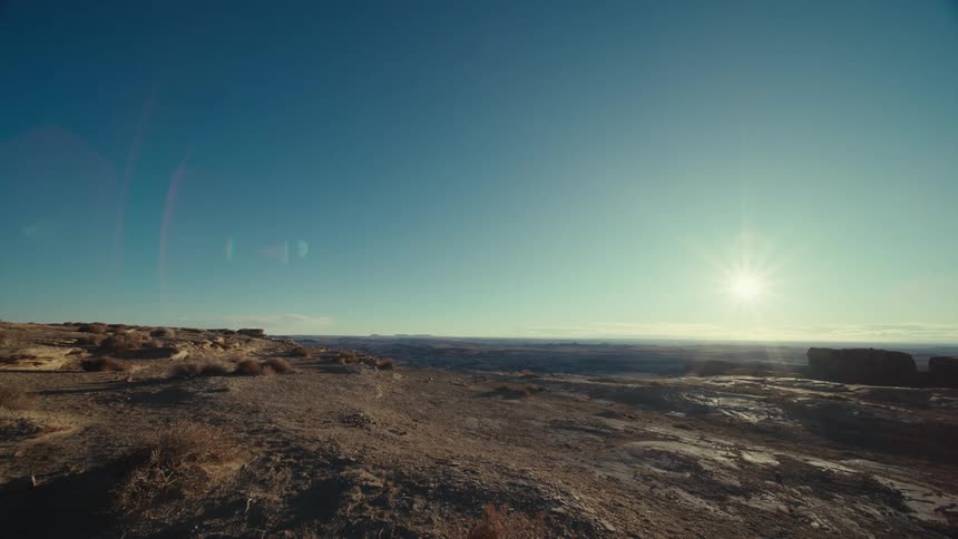 The sun shines on the horizon