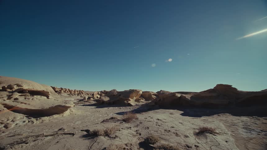 Rock formations in the desert during hot day