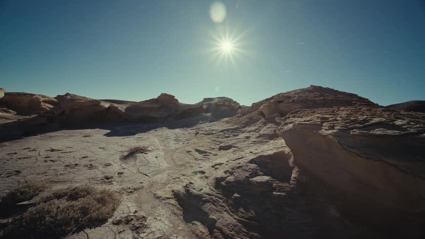 Rocky mountains out in the desert on a sunny day