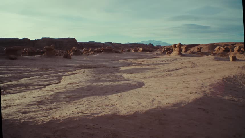 A desert of canyons during the hot day