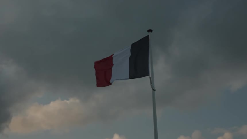 The wind is blowing the flag
