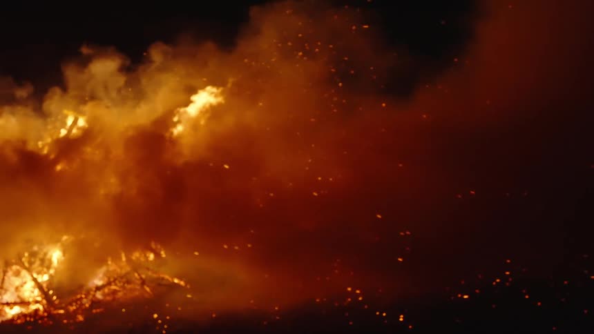 A clip of a heavy burning fire