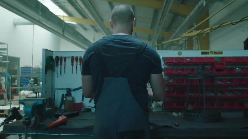A man is working in the factory
