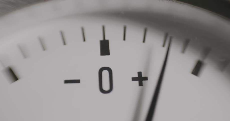 Closeup of a moving pointer