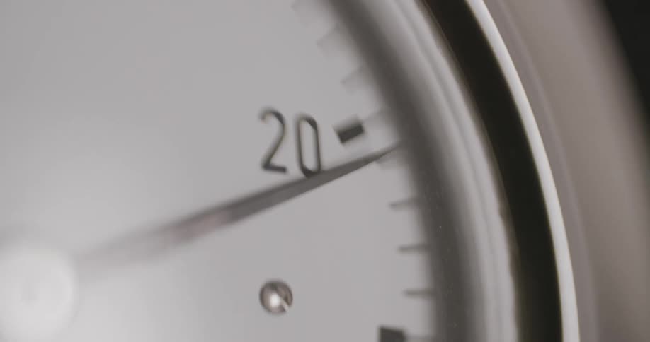 The needle on a manometer rising fast toward the pressure limit