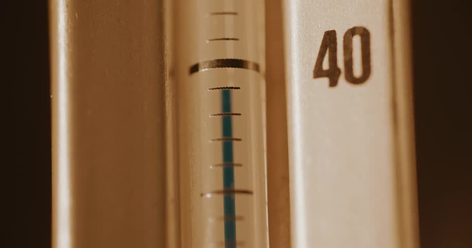 A thermometer showing temperature rapidly rising
