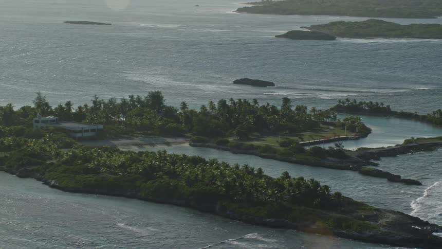 Aerial view ocean and islets