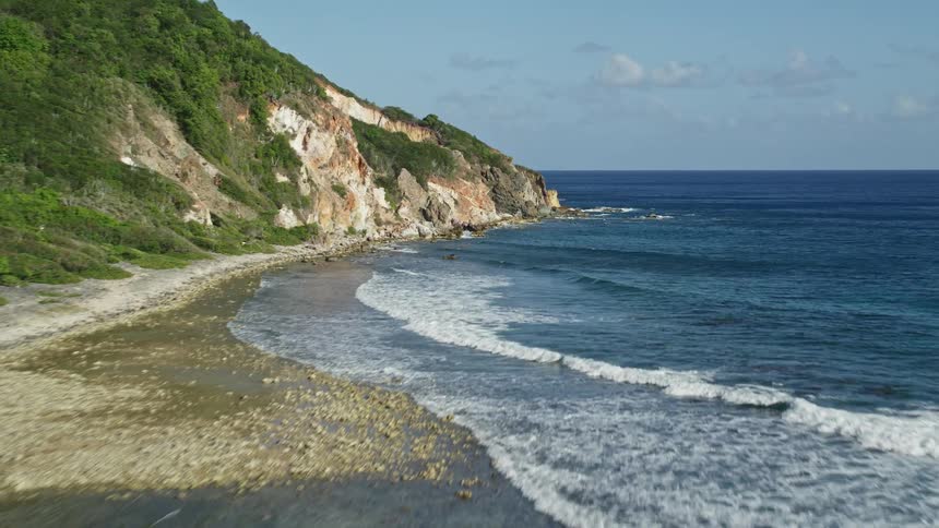 Aerial view of a mountainous coast line