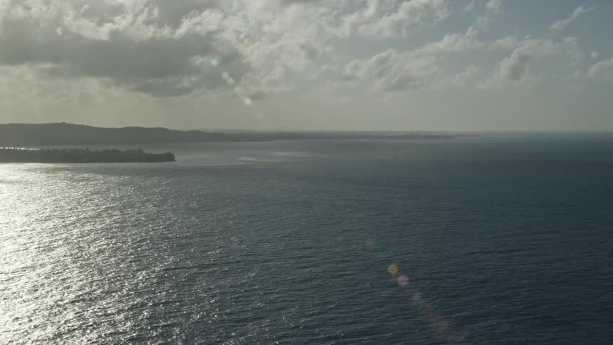 Aerial panorama of the sea on a sunny morning