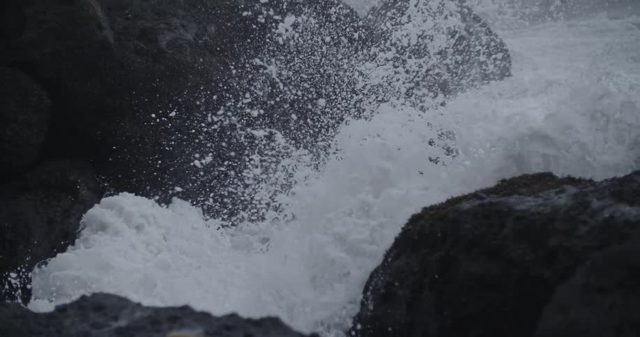 Ocean waves crashing into rocks
