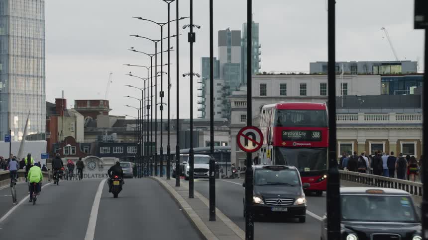 Traffic over a bridge in london