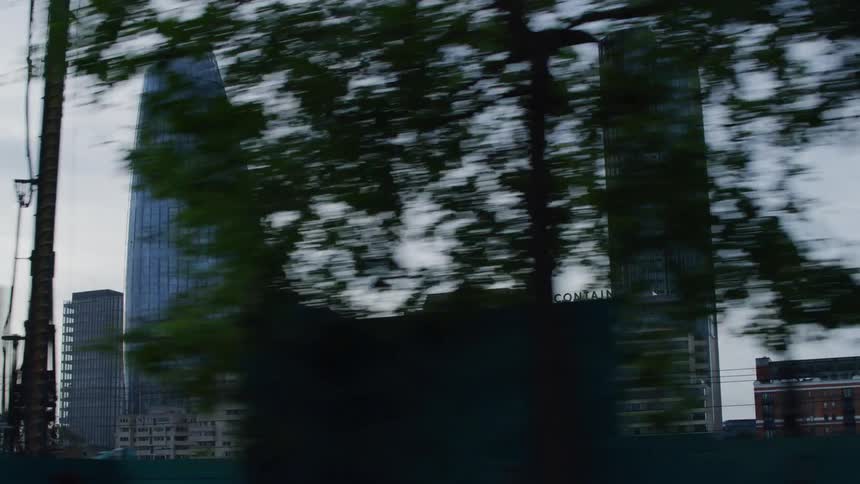 A clip of skyscrapers in a city