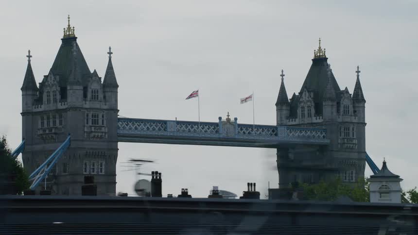Londons tower bridge seen from a nearby road