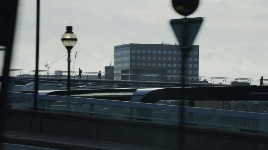Panorama of bridges in the middle of a metropolis on a cloudy sky day