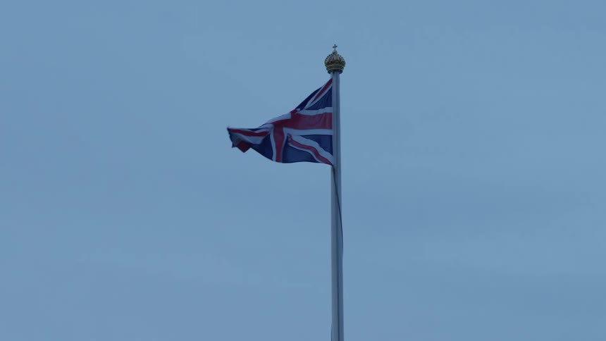 Closeup of the british flag in motion with the air