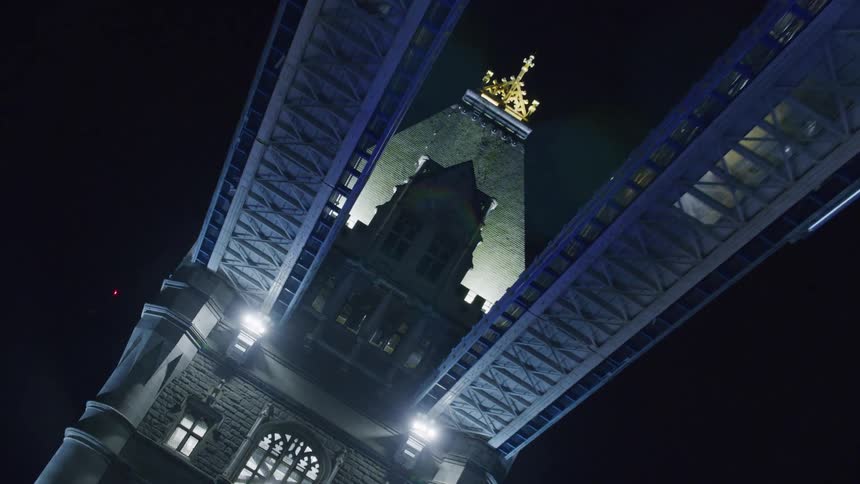 Architecture of an illuminated bridge at night