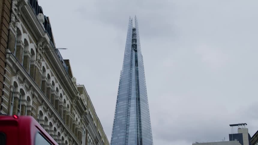 Panorama of a modern skyscraper in the midst of a metropolis