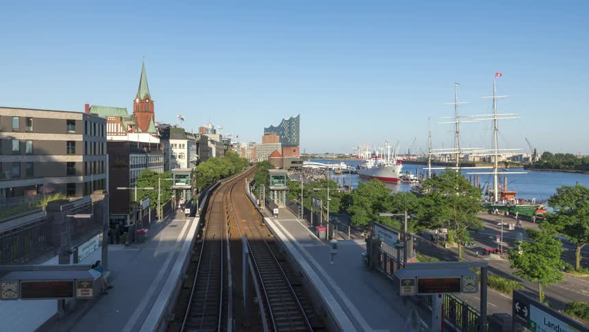 Aerial of a train station in a residential neighborhood