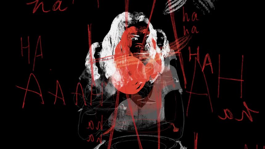 Drawing of a woman with abstract animation