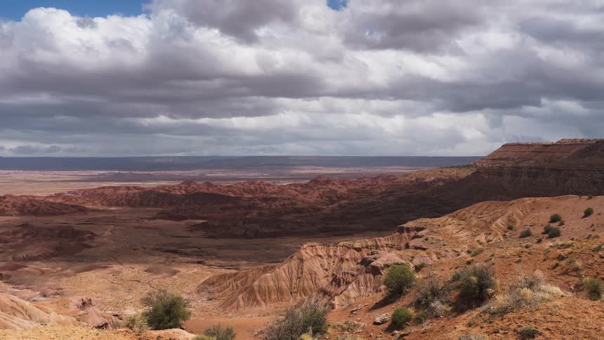 Natural landscape of a valley in timelapse on a cloudy day