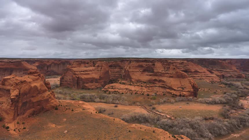 Panorama of canyons in cliff during the day dubbed in timelapse