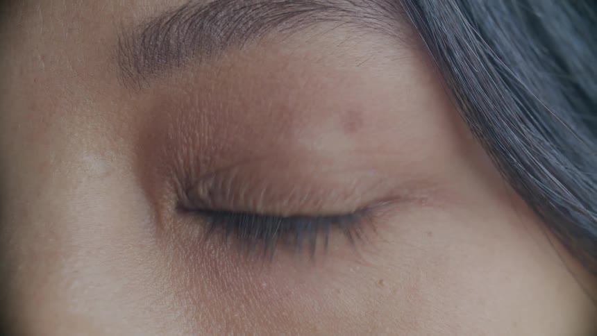 Extreme closeup of a womans eye blinking
