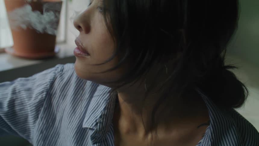 Portrait of a woman smoking