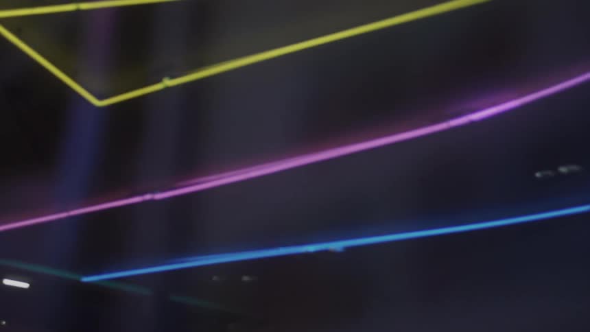 Neon lights illuminate the night