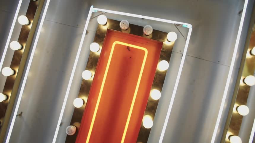 Close up of sign lights flashing