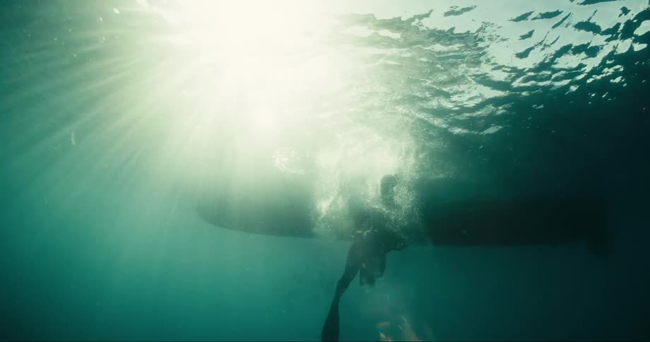 Diver inside the sea with a professional camera