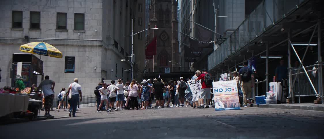 People in the middle of the street protesting