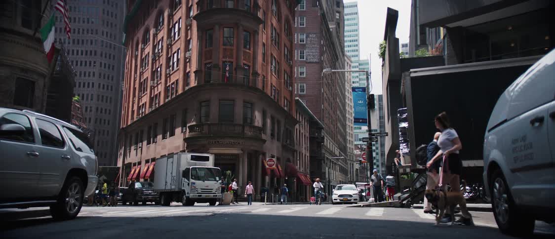 Street email a busy metropolis with pedestrian vehicles and large buildings