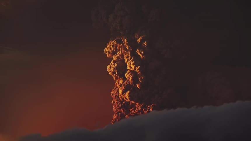 A large cloud of smoke from an explosion