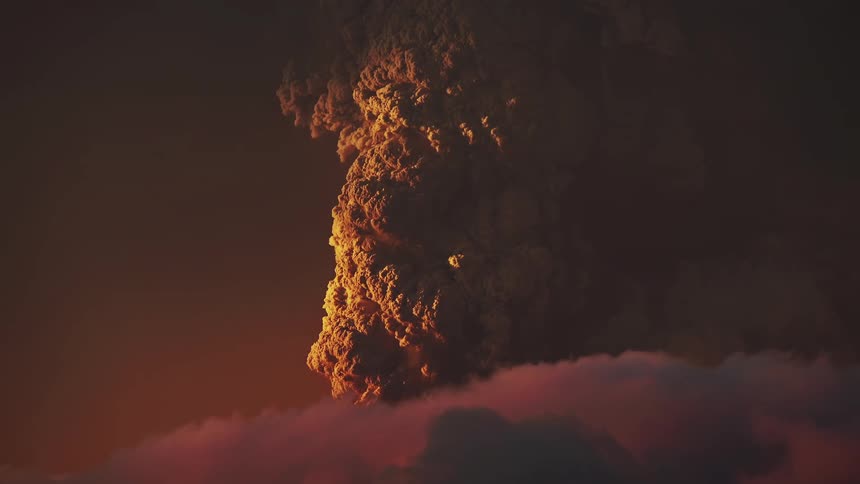 A volcano throws a massive plume into the sky