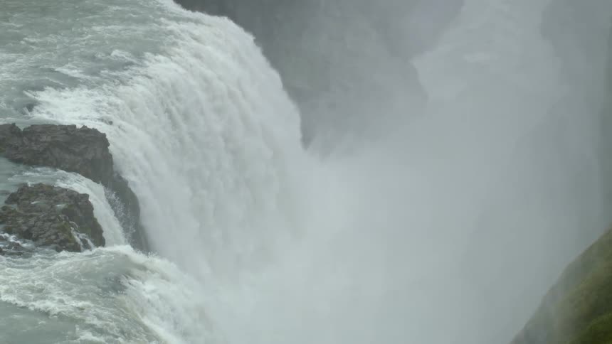 Landscape of mountain ranges with waterfalls with rushing waters in free fall