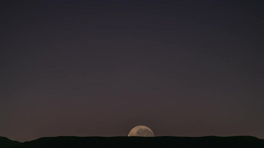 The moon in the sky has a part shining as time passes it fades and the stellar night appears