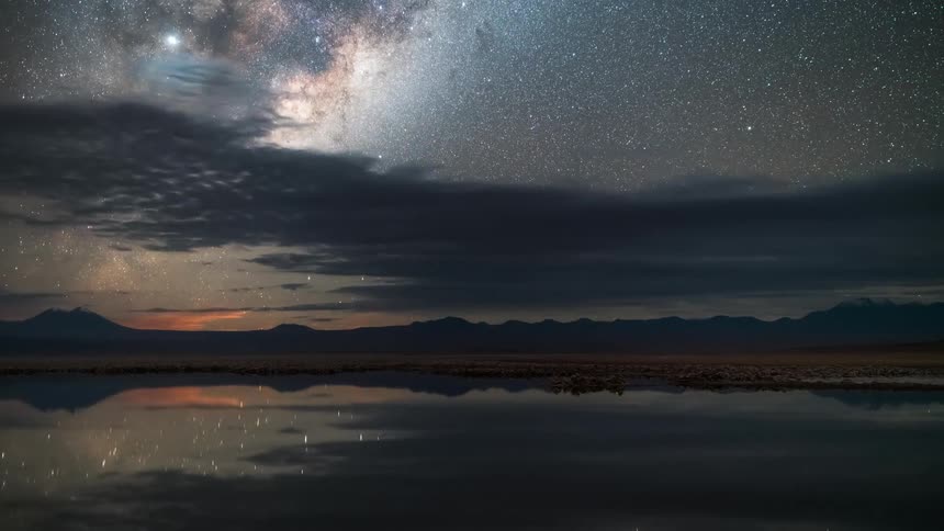 The milky way gives way to sunrise and midday