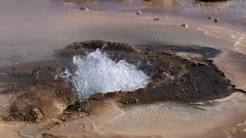 Water pours from the hot spring