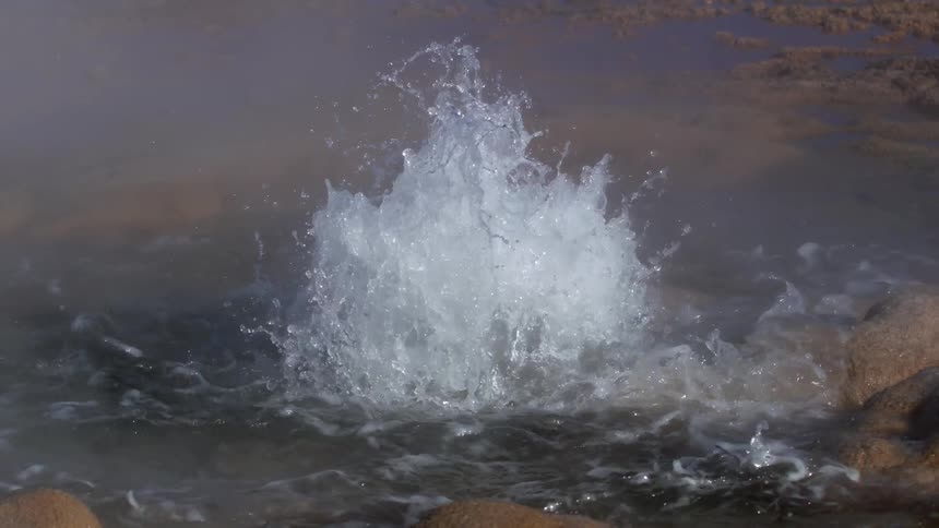 A bubbling thermal lake during the day