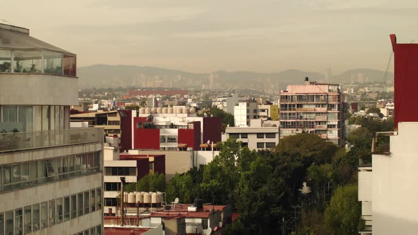 Buildings make up a city skyline