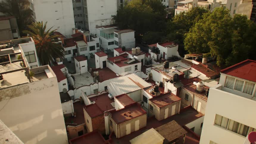 A region with several houses of similar architecture and square shapes