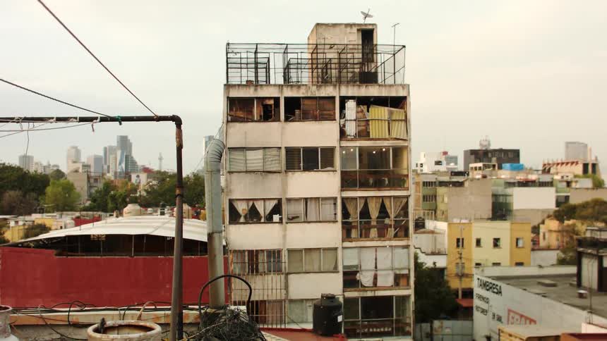 Panorama of buildings in a thirdworld country on a cloudy day