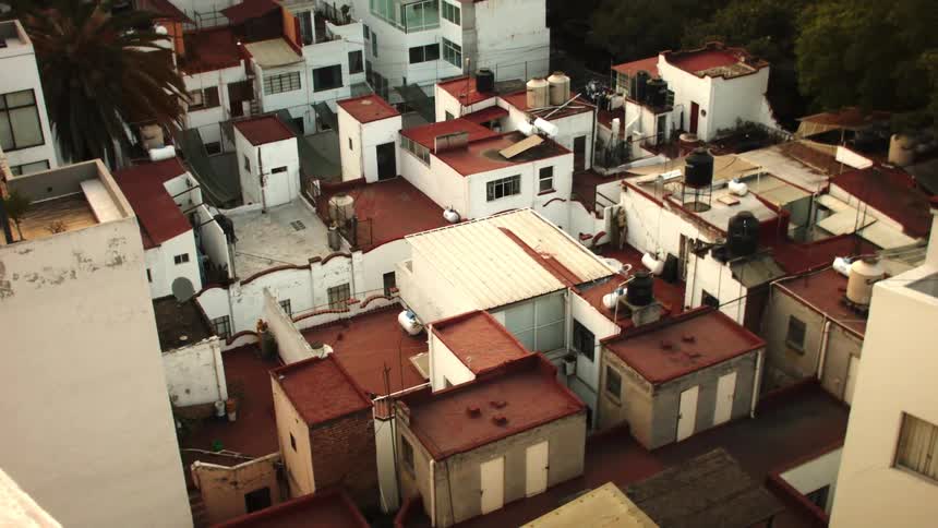 Clusters of houses and residential buildings with standard architecture