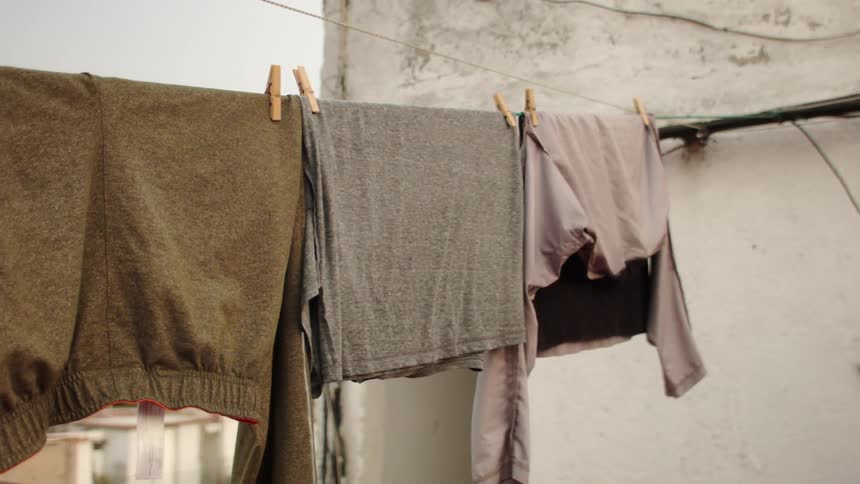 Clothes hanging on a clothes line